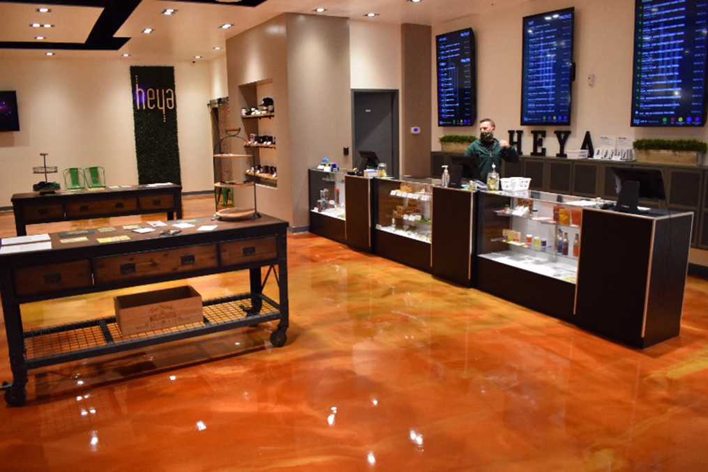 Interior of HEYA cannabis dispensary